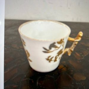 CFH GDM LIMOGES FRANCE GOLD LEAF BRANCH HANDLE, 2 3/8” cup 1891-1900